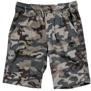 Timberland Camo Drawstring Shorts Boys Xl 14 Elastic Waist Pull On Quick Dry